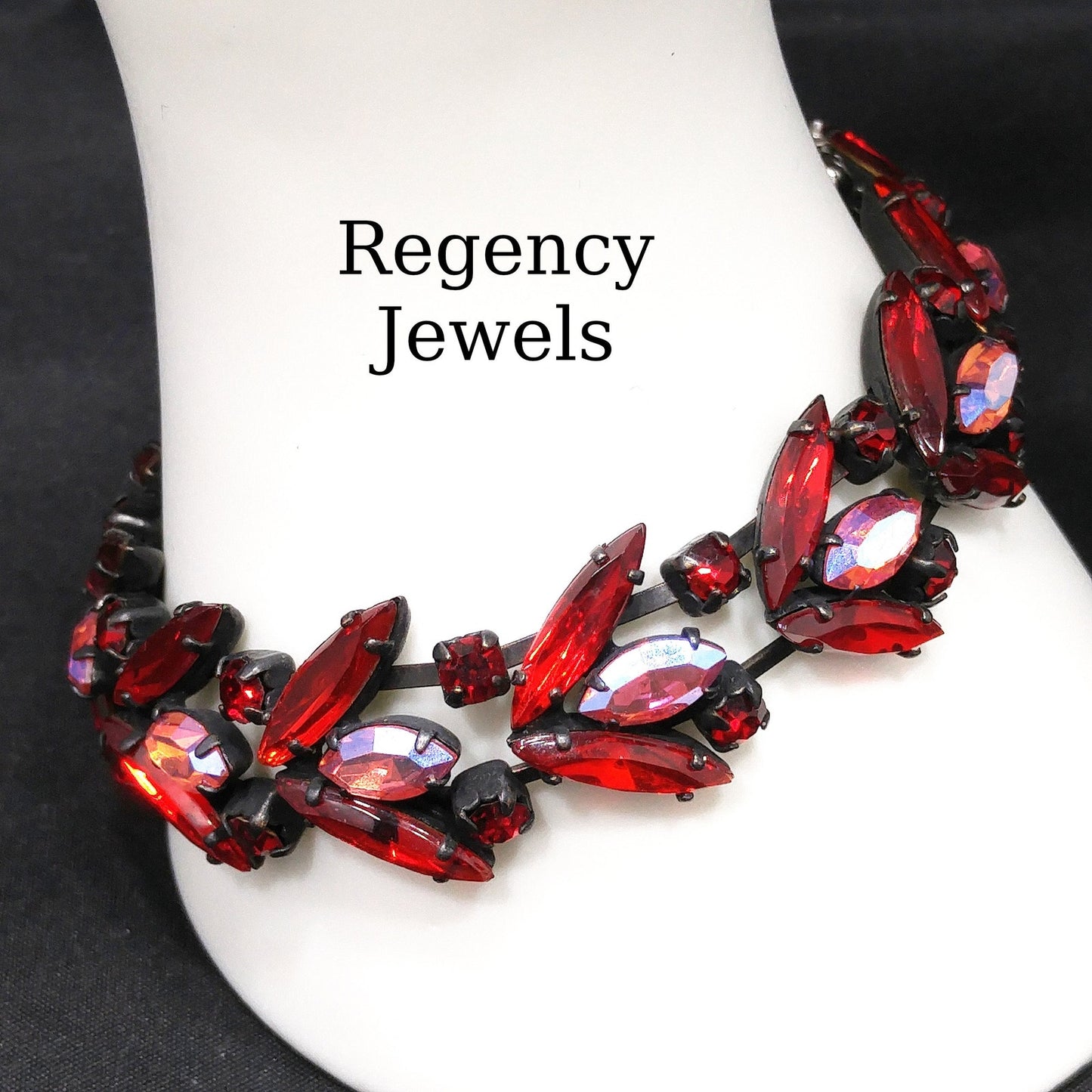Regency Jewels Red & Pink Japanned Bracelet, 1970s Vintage Jewelry