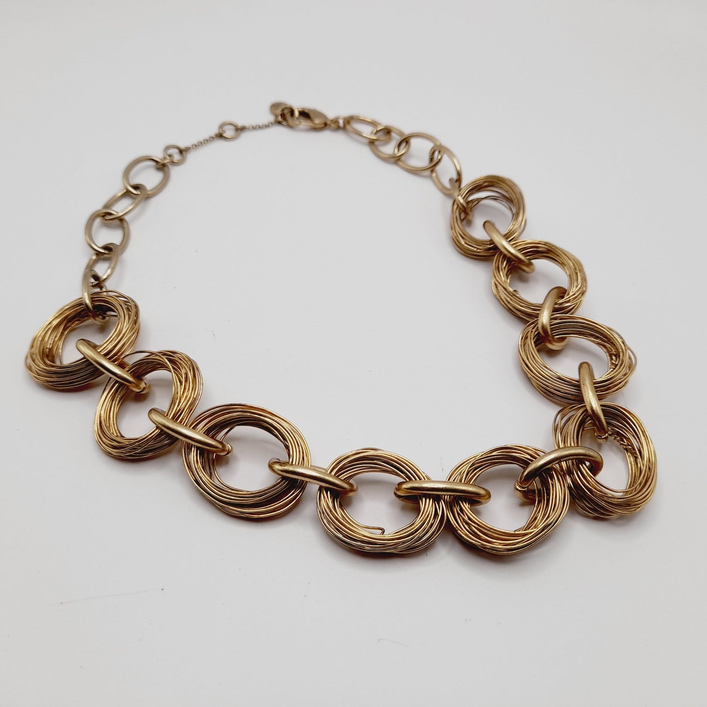 Vintage SIGRID OLSEN Wire Wrapped 19 Inch Wide Gold Tone Necklace