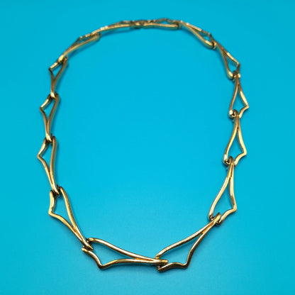 Vintage Monet Unique Link Choker Necklace, Gold Plated, 1960s Vintage Jewelry