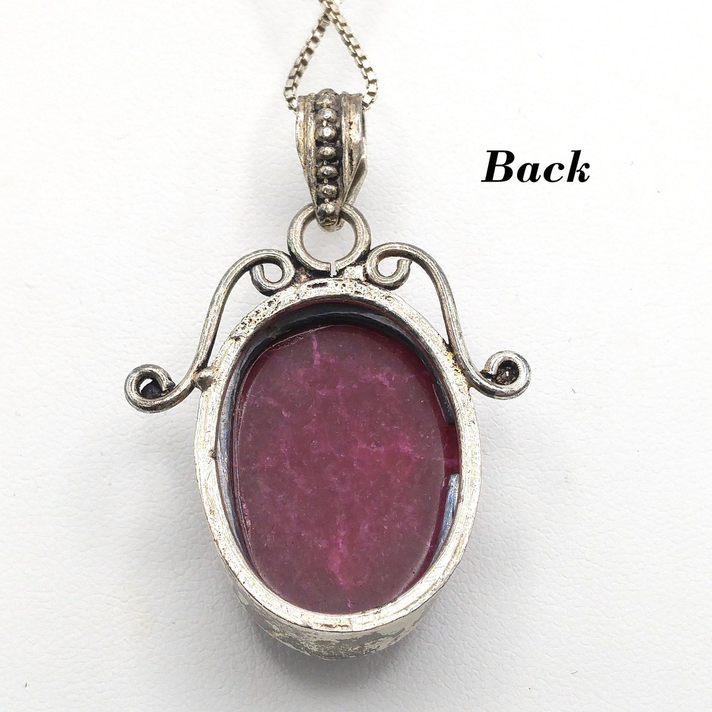 Gemstone Spinel Pendant Necklace, Italy 925 Chain, 24 Inches, Vintage Jewelry