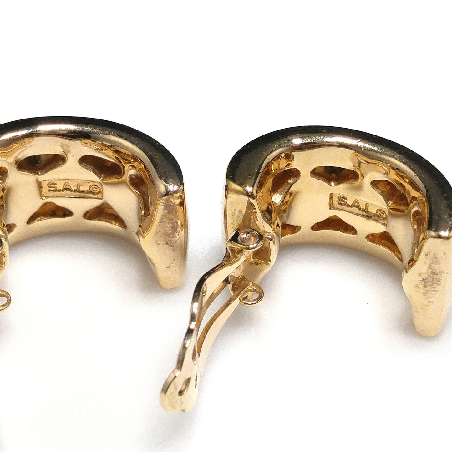 Vintage S.A.L. Swarovski Blue & Clear Rhinestone Clip Earring Hoops