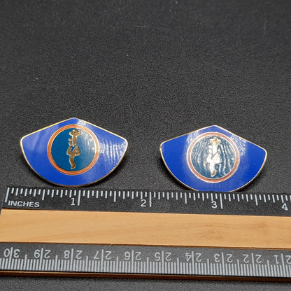 Vintage Laurel Burch Large Fan Post Earrings, Gold Plated, "Spring" Design