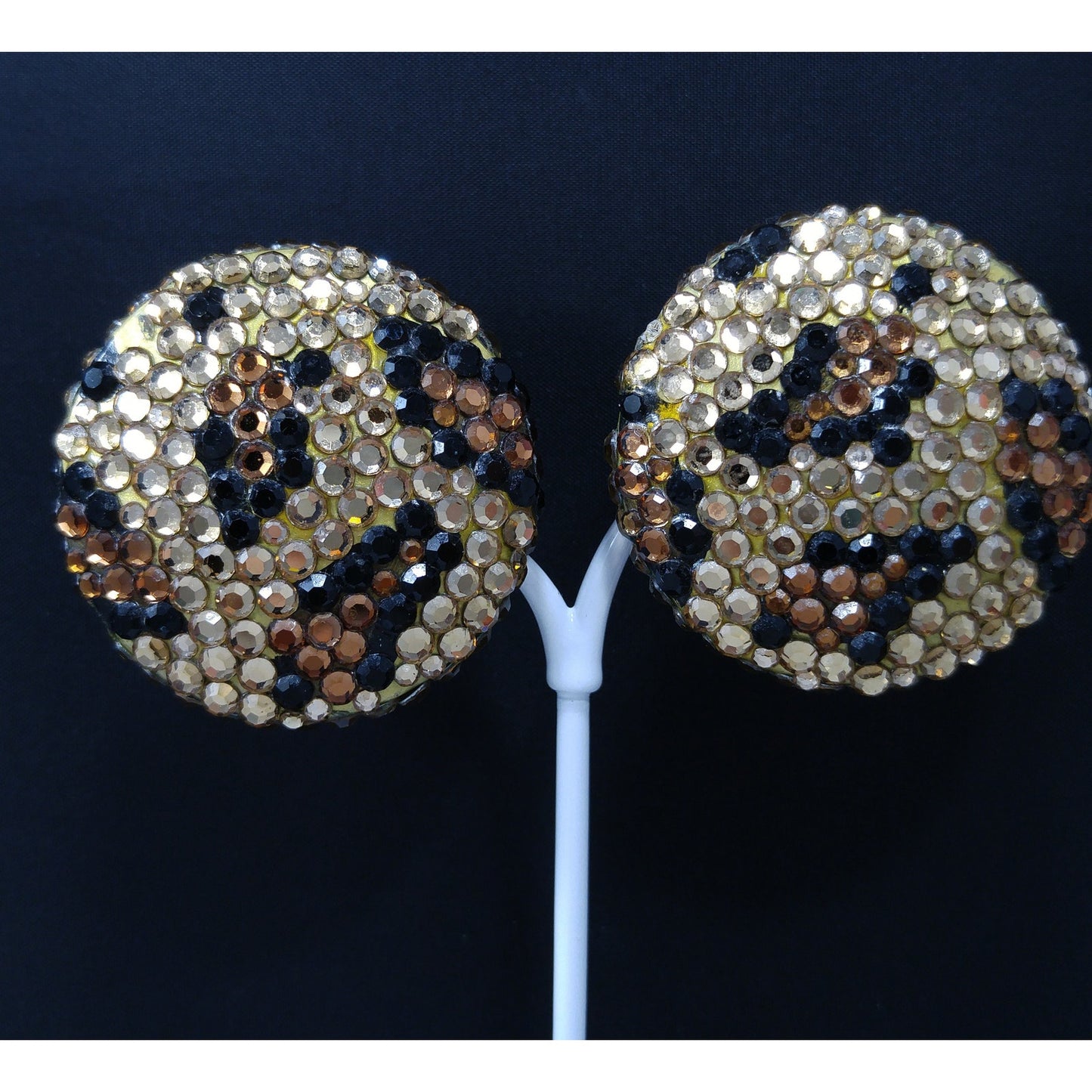 Vintage Richard Kerr 1980s Statement Earrings – Swarovski Crystal Animal Print