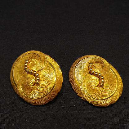 Vintage Dominique Aurientis Paris Large Clip Earrings, Gold Plated, Vintage New With Tags