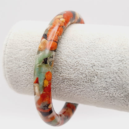 Vintage Transparent Resin Bangle Bracelet Filled With Rock Chips