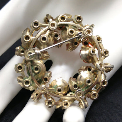 Mid-Century Iridescent Wreath Brooch, Art Glass, 1950s Vintage Jewelry