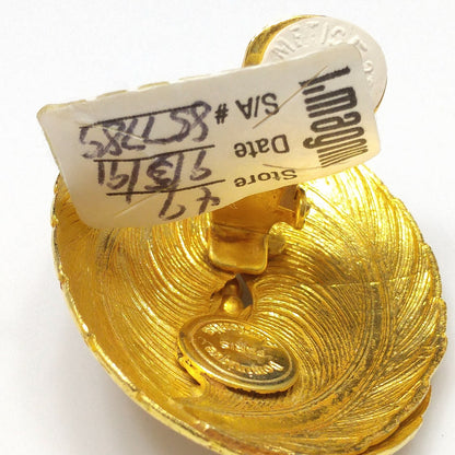 Vintage Dominique Aurientis Paris Large Clip Earrings, Gold Plated, Vintage New With Tags