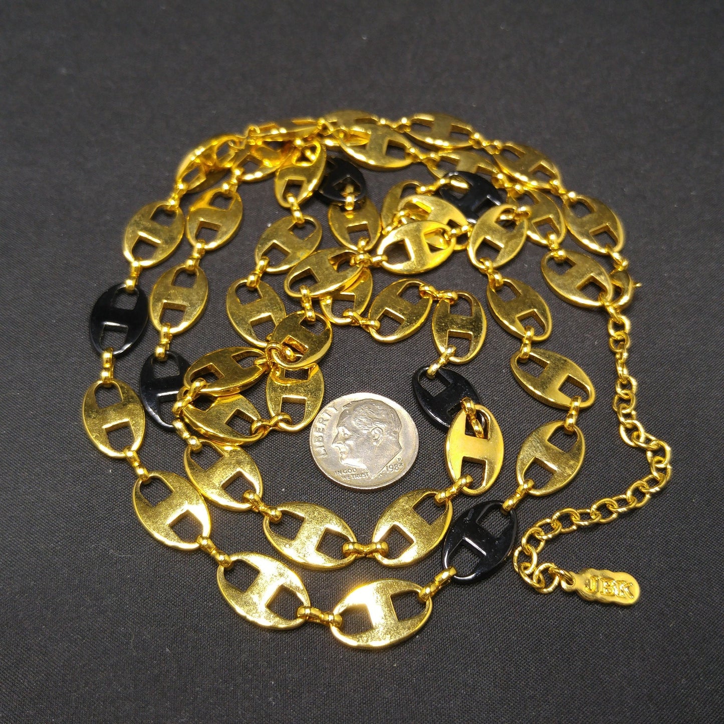 Jackie Kennedy Replica Necklace – Camrose & Kross JBK Gold Black Enamel Links, 1990s