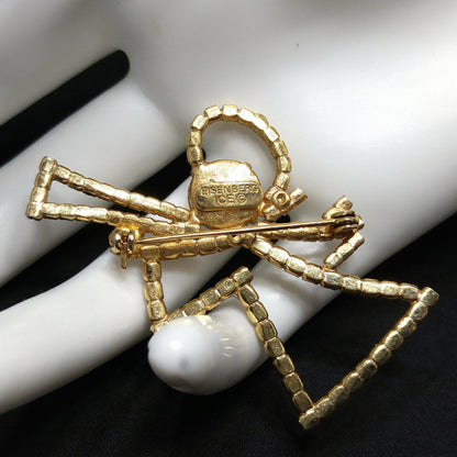 Eisenberg Ice Angel Rhinestone Brooch, Rivoli Clear Rhinestone, 1970s Vintage