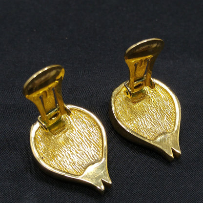 Christian Dior Cream Gold Plated Earrings, Rose Bud Shaped, 1980s Vintage Jewelry