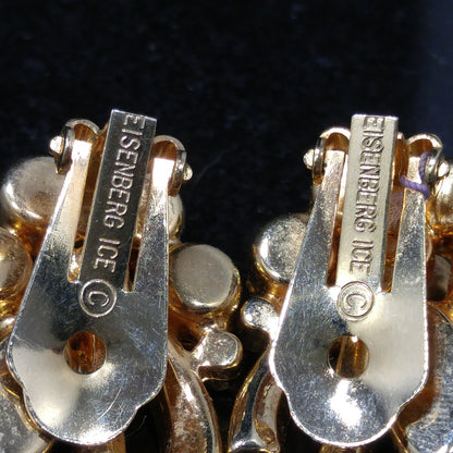 Eisenberg Ice Topaz Orange Brooch & Earrings, Gold Plated, 1960s Vintage Jewelry