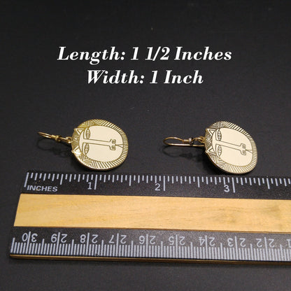 Laurel Burch "Moon Tiger" White Drop Earrings, Gold Plated Cloisonné, White Enamel, 1980s Vintage Jewelry