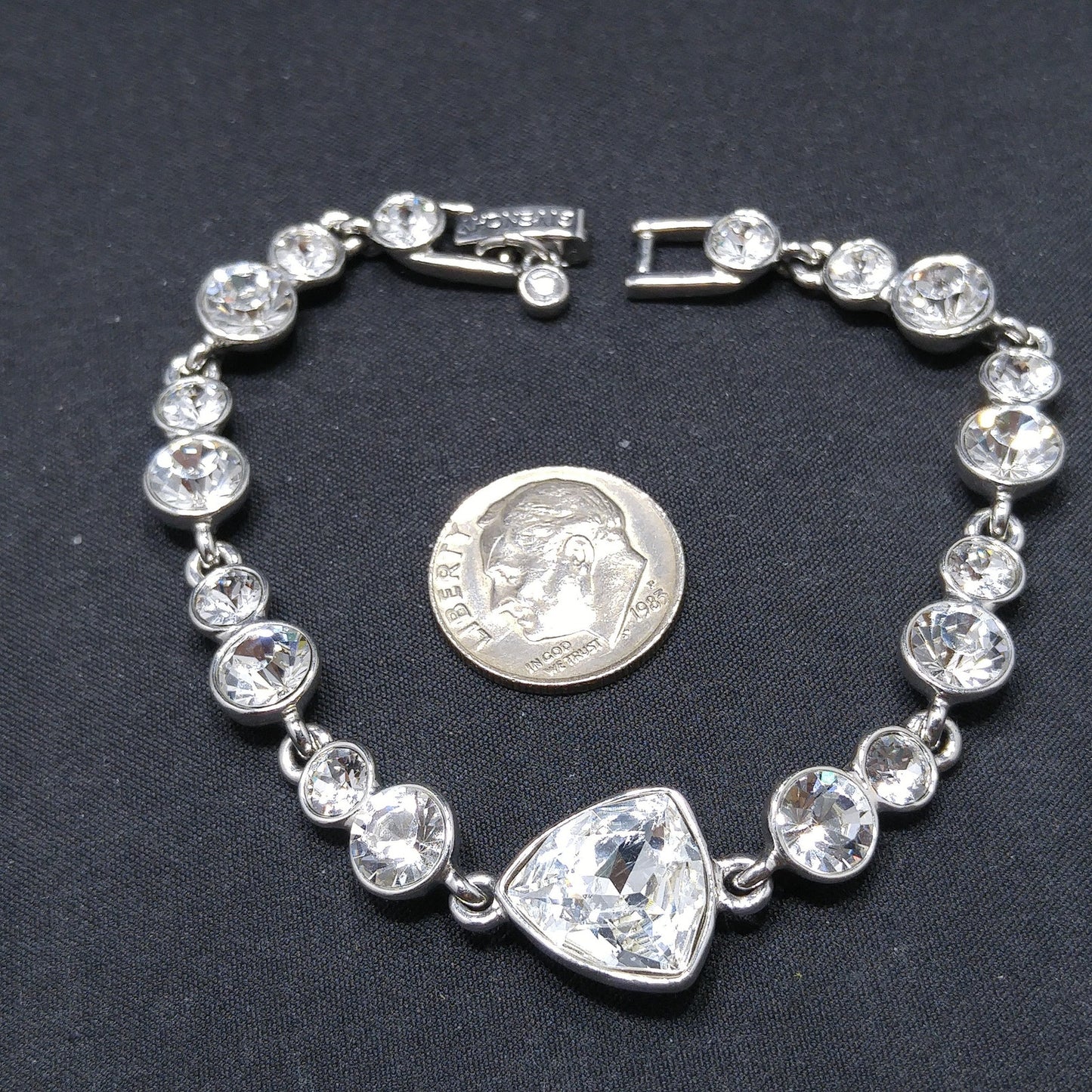 Vintage Givenchy Bracelet – Clear Rhinestone Links, Rhodium Plate, 1990s