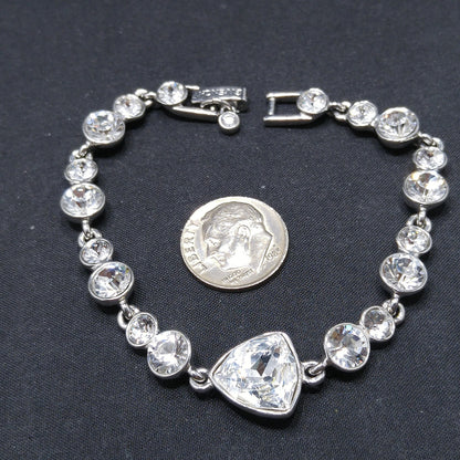 Vintage Givenchy Bracelet – Clear Rhinestone Links, Rhodium Plate, 1990s