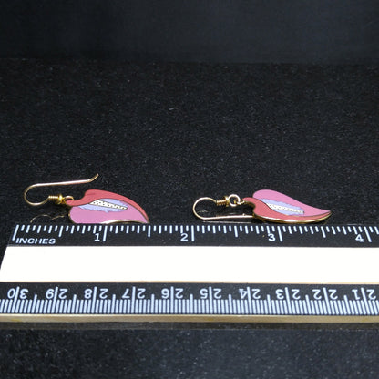 Vintage Laurel Burch "Calla Lily" Earrings, Pink Enamel, Gold Plated