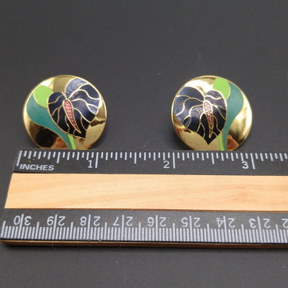 Vintage Laurel Burch "Antherium" Post Earrings, Gold Plated