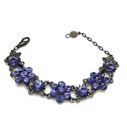 Austrian Crystal Lavender Necklace Bracelet Earrings Set, Ear Wire Earrings, Vintage Jewelry