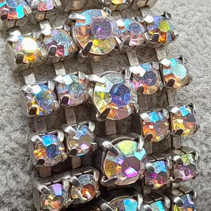 Mid-Century Aurora Borealis Rhinestone Bracelet, Wedding Bracelet, 1960s Vintage Jewelry