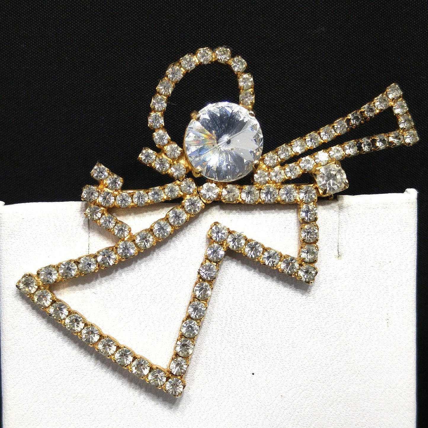 Eisenberg Ice Angel Rhinestone Brooch, Rivoli Clear Rhinestone, 1970s Vintage