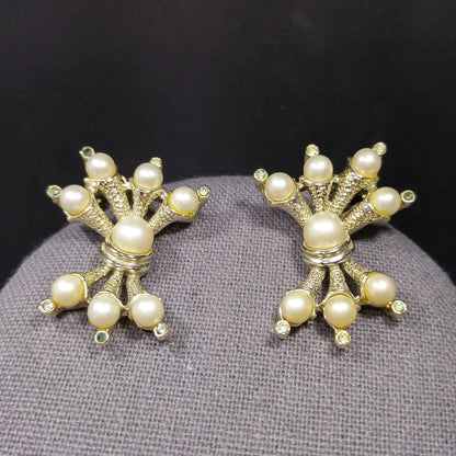 Kramer Faux Pearl Necklace Clip Earrings Set, 1960s Vintage Jewelry