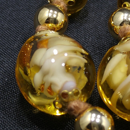 Vintage Murano Glass Necklace – Hand Blown Venetian Floral Beads, Aventurine, 1960s
