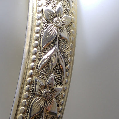 Whiting & Davis Hinged Floral Bracelet, Gold Plated, 1960s Vintage Jewelry