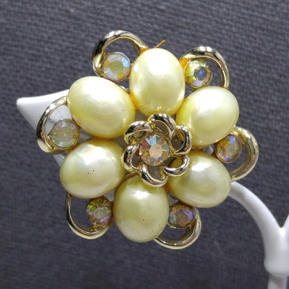 Star Faux Pearl Choker Necklace Earrings Set, Mid-Century 1950s Vintage Jewelry