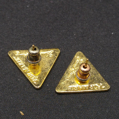 Laurel Burch "For Marie" Geometric Post Earrings, Gold Plated, 1980s Vintage Jewelry