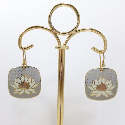 Vintage Laurel Burch Nile Lily Earrings, Gold Plated