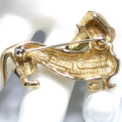 Boucher Dachshund Dog Brooch, Number 8167P, 1960s Vintage Jewelry