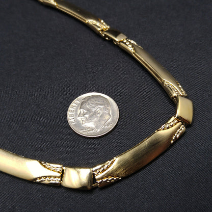 Monet Satin Finish Choker Necklace, Gold Plated, 1950 Vintage Jewelry