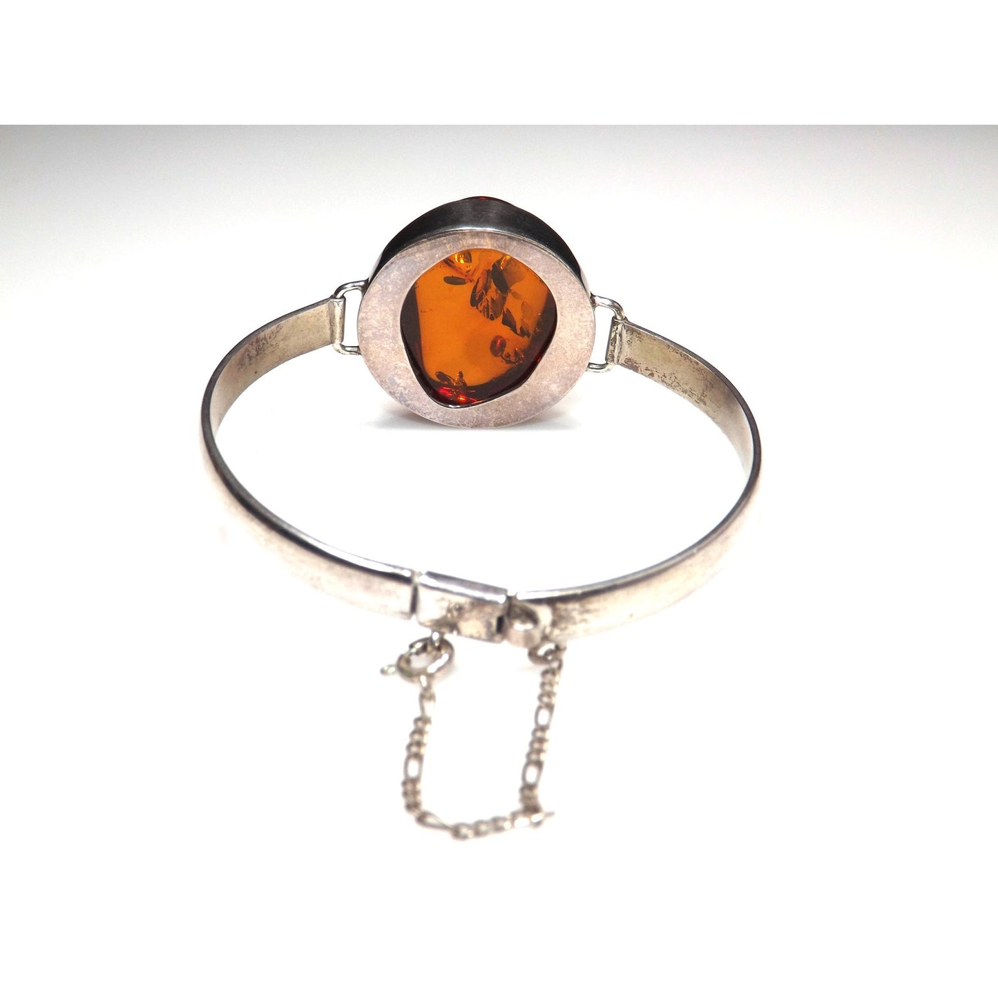 Sterling Silver Baltic Amber Cuff Bracelet Earrings Set, Poland 925 AT1, 1990s Vintage Jewelry