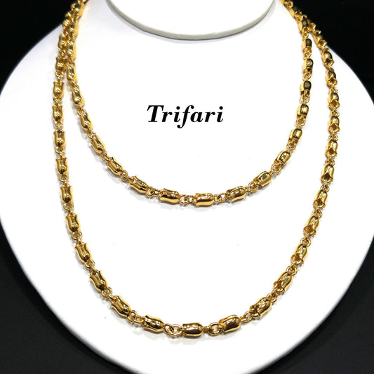 Crown Trifari Rose Bud Chain Necklace, Gold Plated, 1960s Vintage Jewelry