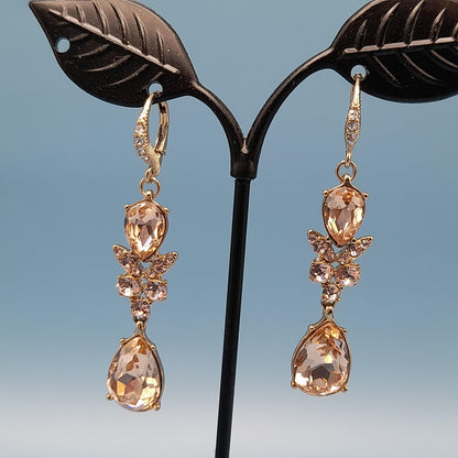 Vintage Givenchy Necklace & Earrings Set – Gold Tone Crystal Teardrop Jewelry