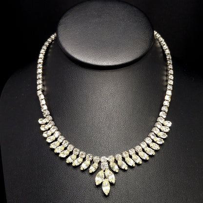 Kramer of New York Clear Crystal Choker Necklace, Wedding Bridal, 1950s Vintage Jewelry
