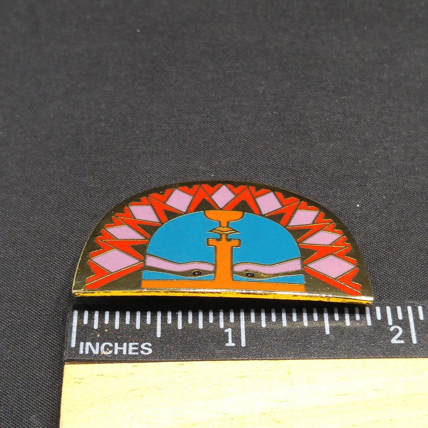 Laurel Burch "Sunface" Brooch, Snake Eyes, Gold Plated, 1980s Vintage Jewelry