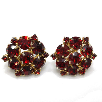 Weiss Red Rhinestone Brooch & Screw-Back Earrings Set — 1950s