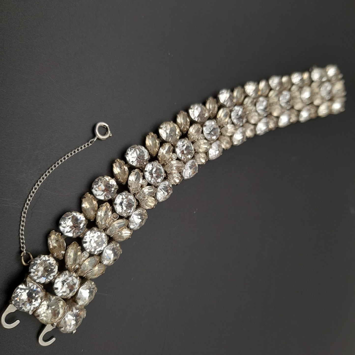 Vintage Eisenberg Ice Wide Rhinestone Bracelet | 1950s Bridal Statement