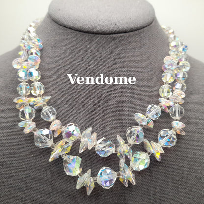 Vendome Aurora Borealis Crystal Necklace, Two Strands