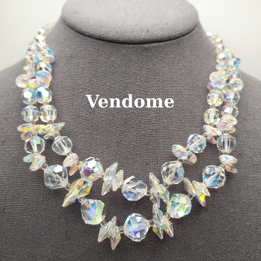 Vendome Aurora Borealis Crystal Necklace, Two Strands