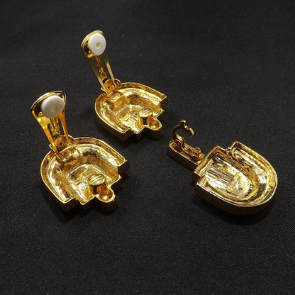 Park Lane Earrings & Matching Pendant Enhancer, Clear Rhinestones, 1980s