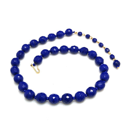 Hobe' Cobalt Blue Beaded Necklace, Strung on Chain, 1950s Vintage Jewelry