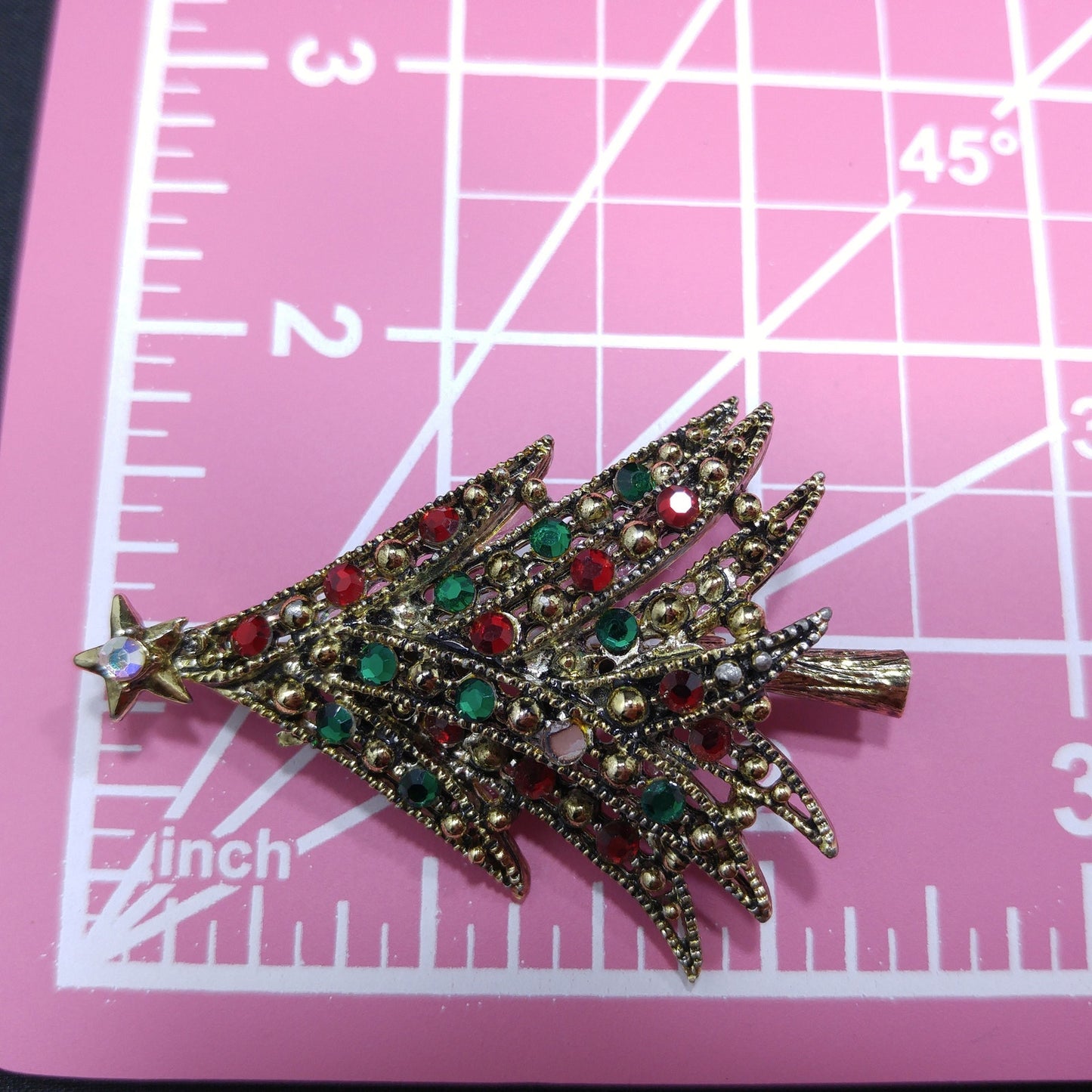 Hollycraft Christmas Tree Brooch, "Ribbon Tree", 1950s Vintage Jewelry