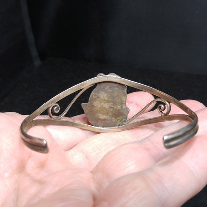 D & J Clark Navajo Bracelet, Silver Turquoise Cuff, 1960s Vintage Jewelry