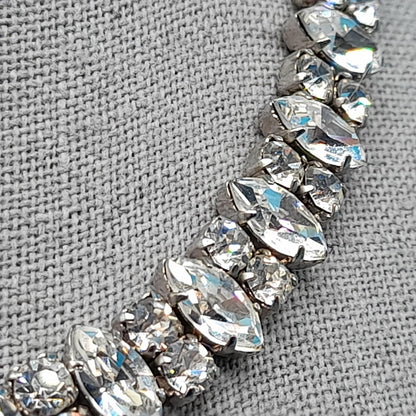 Vintage Weiss Choker Clear Rhinestone Necklace, Rhodium Plated, 1950s
