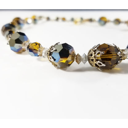 Vendome Necklace Aurora Borealis Mink Brown Swarovski Crystal Single Strand