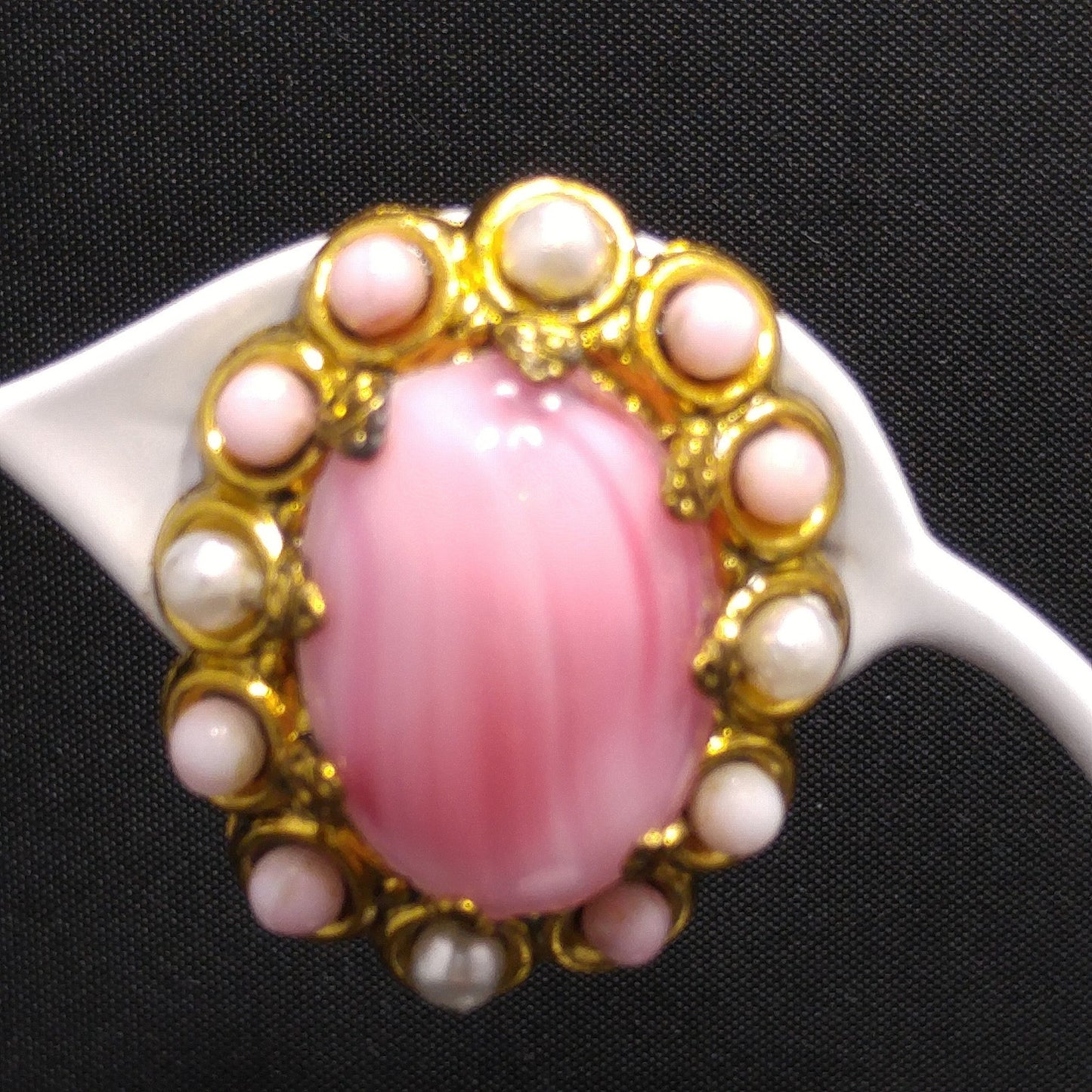 West Germany Pink Clip Earrings, Pink Glass, Faux Pearls, 1950s Vintage Jewelry