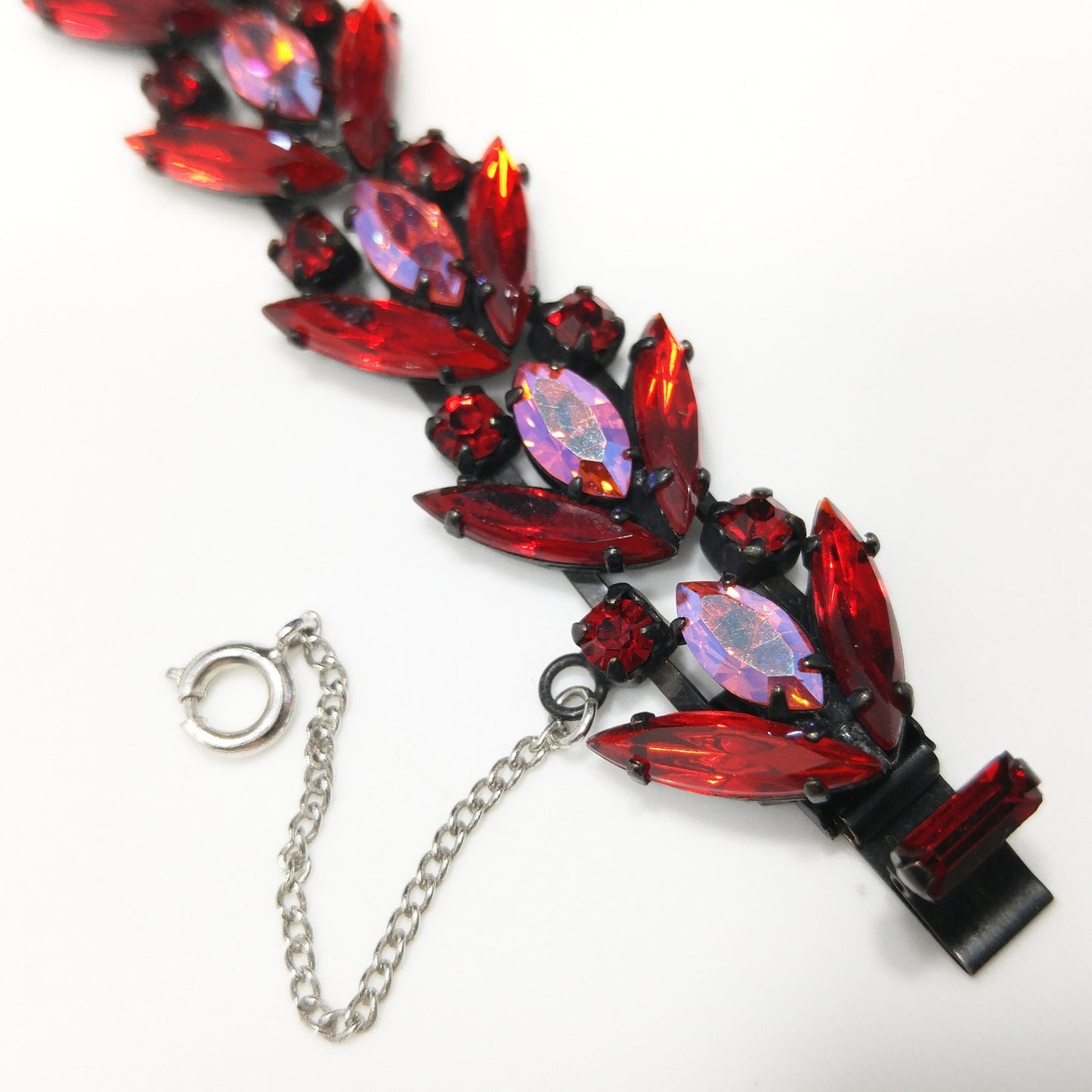 Regency Jewels Red & Pink Japanned Bracelet, 1970s Vintage Jewelry