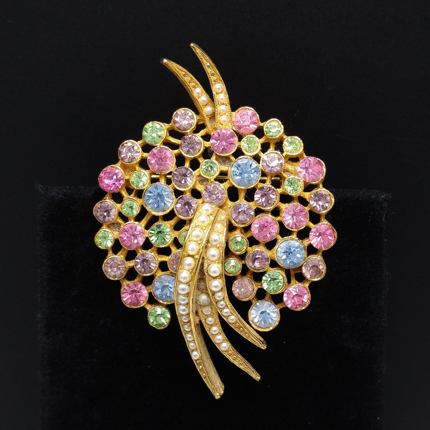 Vintage Arthur Pepper's "Art" Pastel Brooch, Gold Plated, 1950s Vintage Jewelry