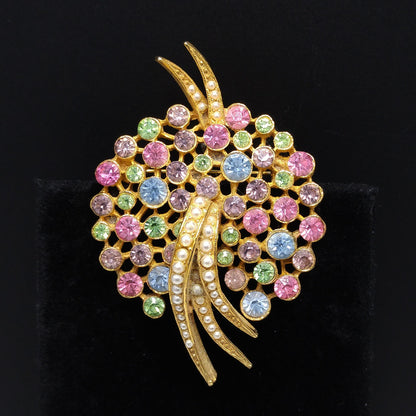 Vintage Arthur Pepper's "Art" Pastel Brooch, Gold Plated, 1950s Vintage Jewelry